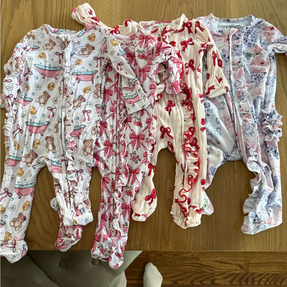 Caden Lane Kids Footies - Pink, Red, Cream